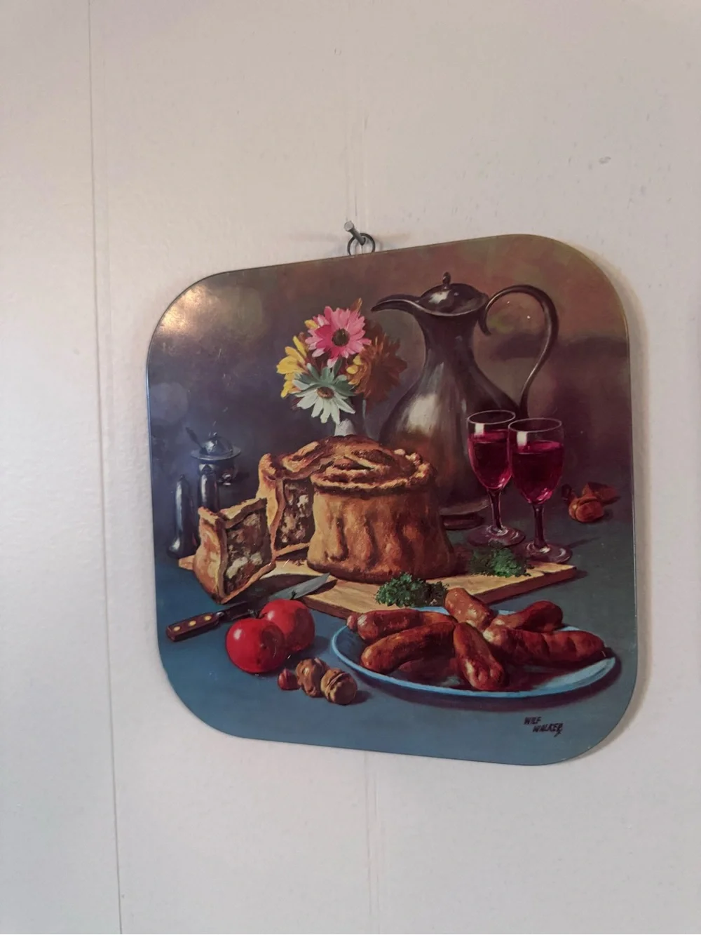 Vintage 1960’s Worcester Ware Tin Wall Plaques Feature Still Life Oil Paintings
